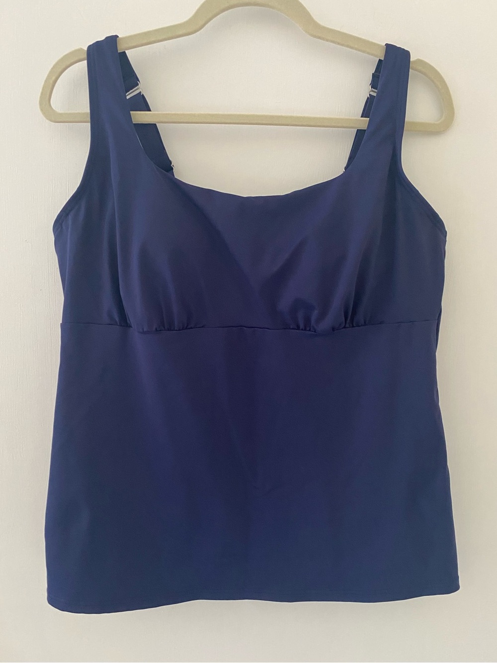 Lands' End Navy Blue Tankini Swim Top Vacation Beach Pool Cruise Size Large 14D